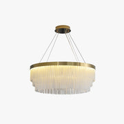 Kristy Modern Spiral Crystal Ring /Rectangle Chandelier, Gold - Lamp Copper
