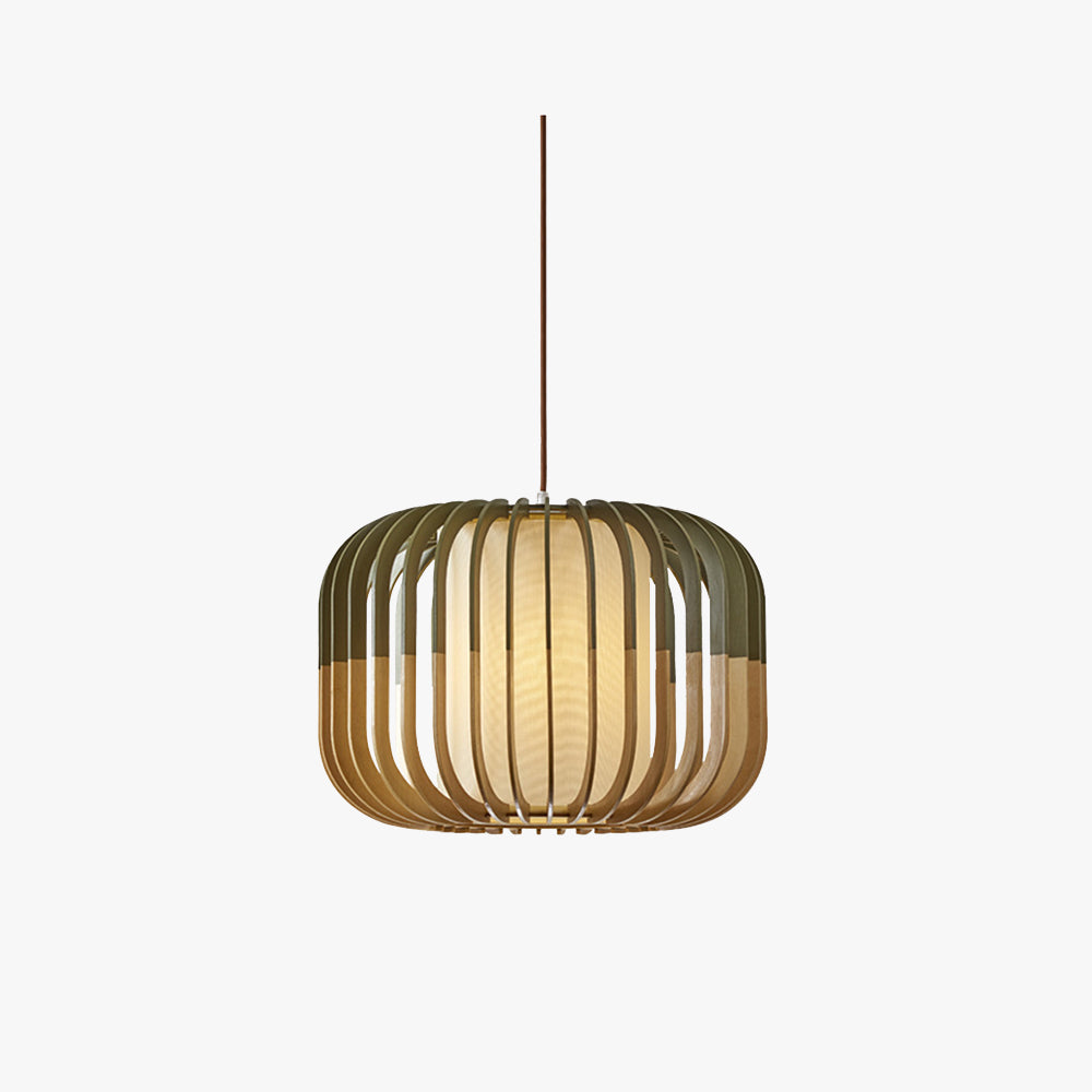 Muto Modern Birdcage Wood Pendant Light - Lamp Copper