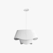 Ritta French Country Fabric/Metal Pendant Light, White - Lamp Copper