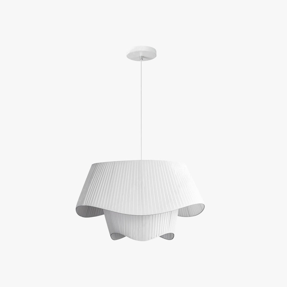 Ritta French Country Fabric/Metal Pendant Light, White - Lamp Copper