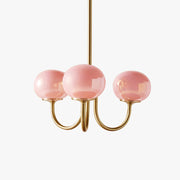 Valentina Retro Art Deco Globe Chandelier, White/Pink/Beige - Lamp Copper