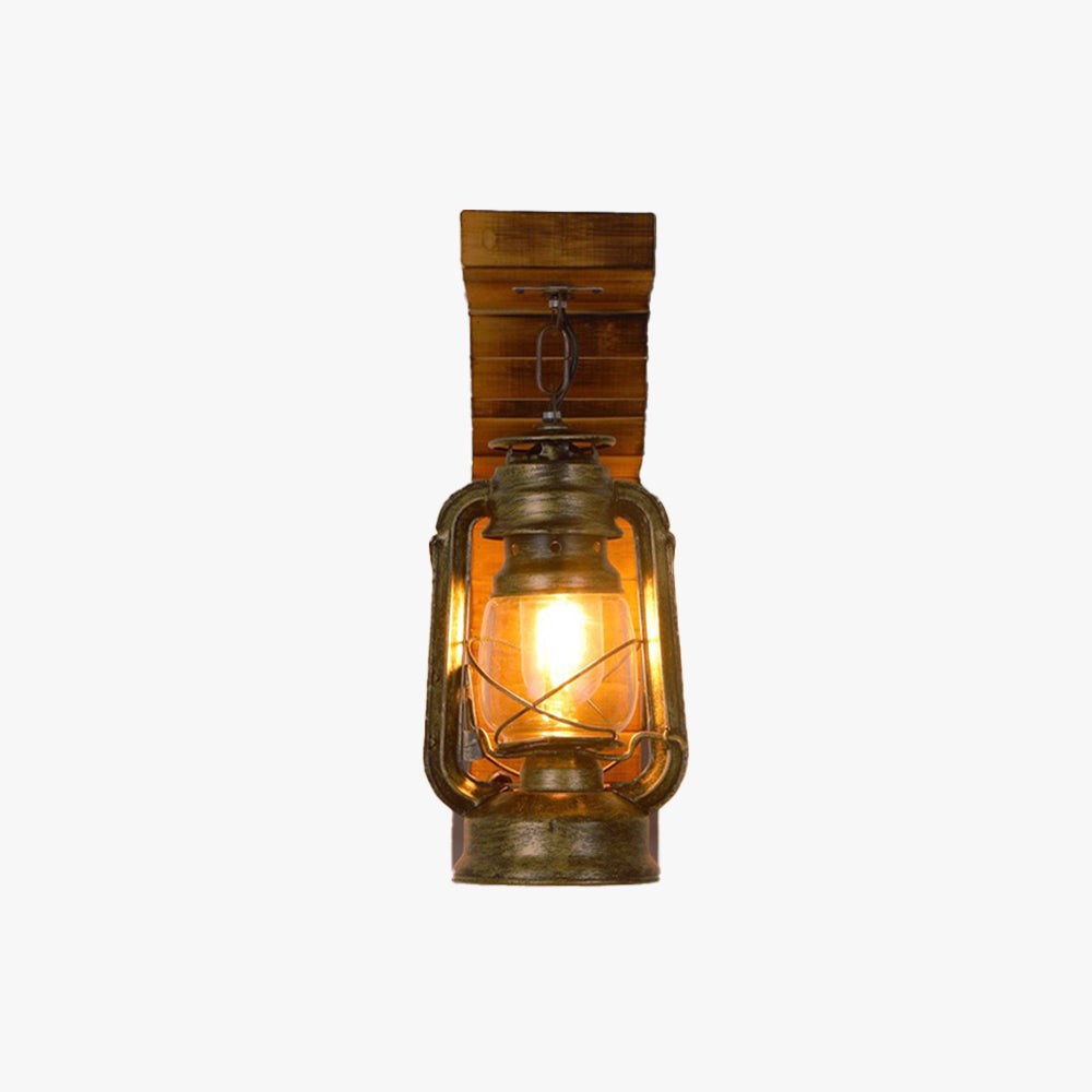 Lyros Lantern Vintage Wooden Rustic Wall Lamp - Lamp Copper