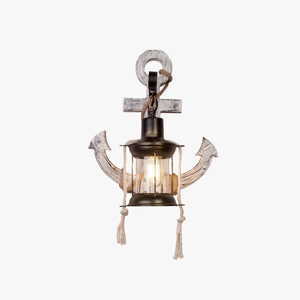 Epoch Anchor Lantern Wall Lamp, Vintage/Antique, Wood, Bedroom - Lamp Copper