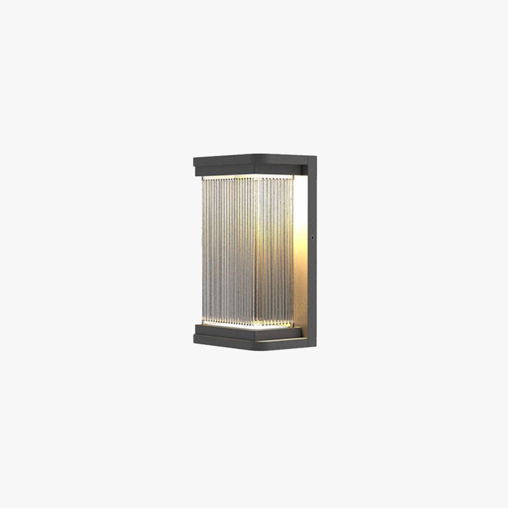 Ray Minimalist Rectangular Glass Outdoor Wall Lamp, Black - Lamp Copper
