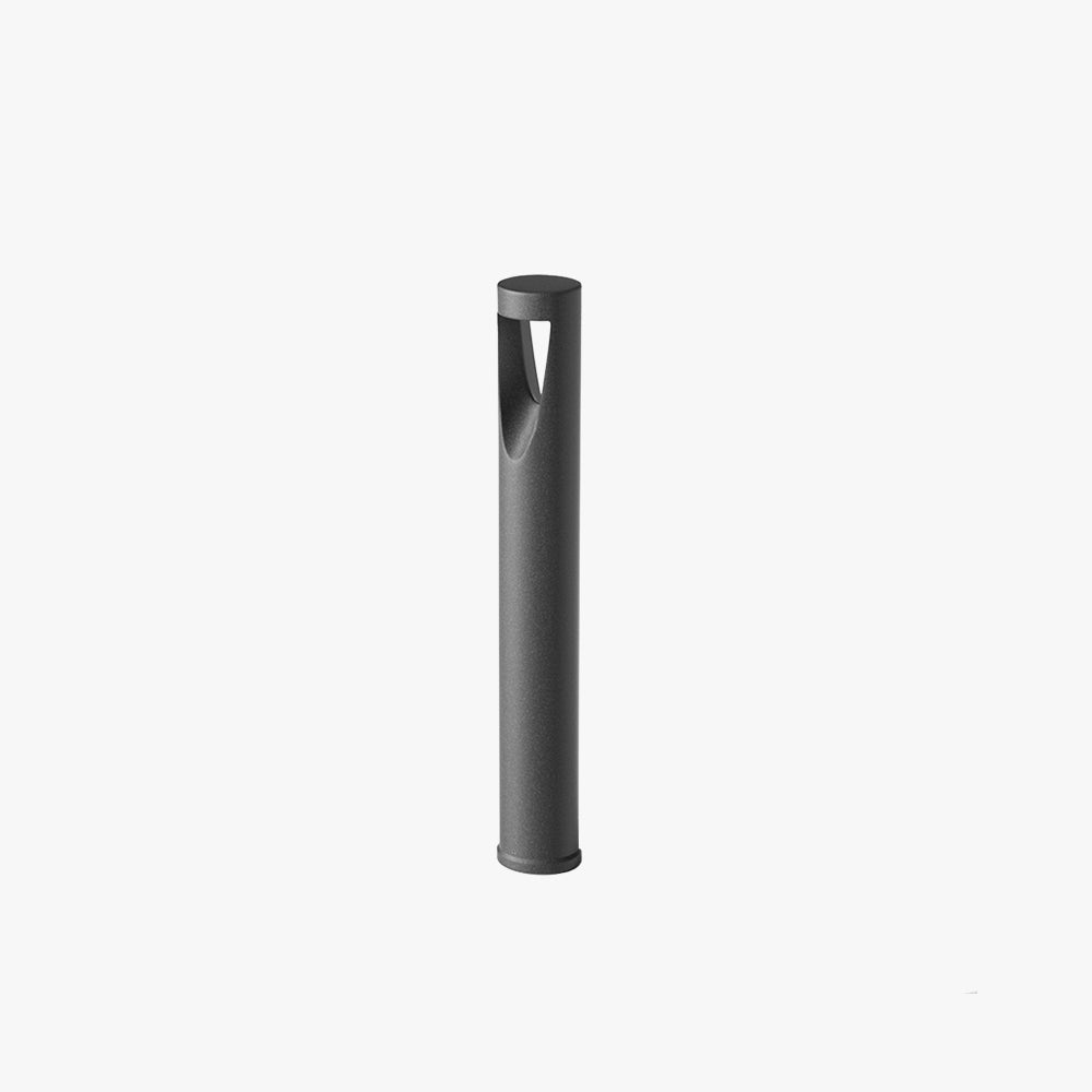 Ray Contemporary Metal Cylindrical Hollow Outdoor Path Light, Black - Lamp Copper