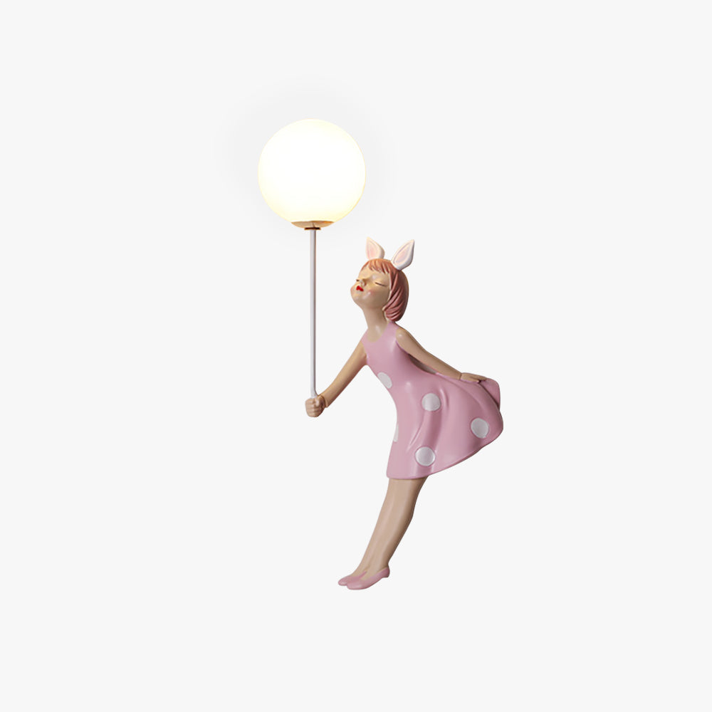 Arisha Modern Balloon/Girl Shape Acrylic Pink Wall Lamp - Lamp Copper