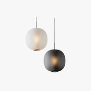 Valentina Frosted Glass Cylinder Pendant Light, Sandy White/Grey, Metal/Glass - Lamp Copper