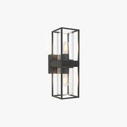 Ray Modern Rectangular Metal Outdoor Wall Lamp, Black - Lamp Copper
