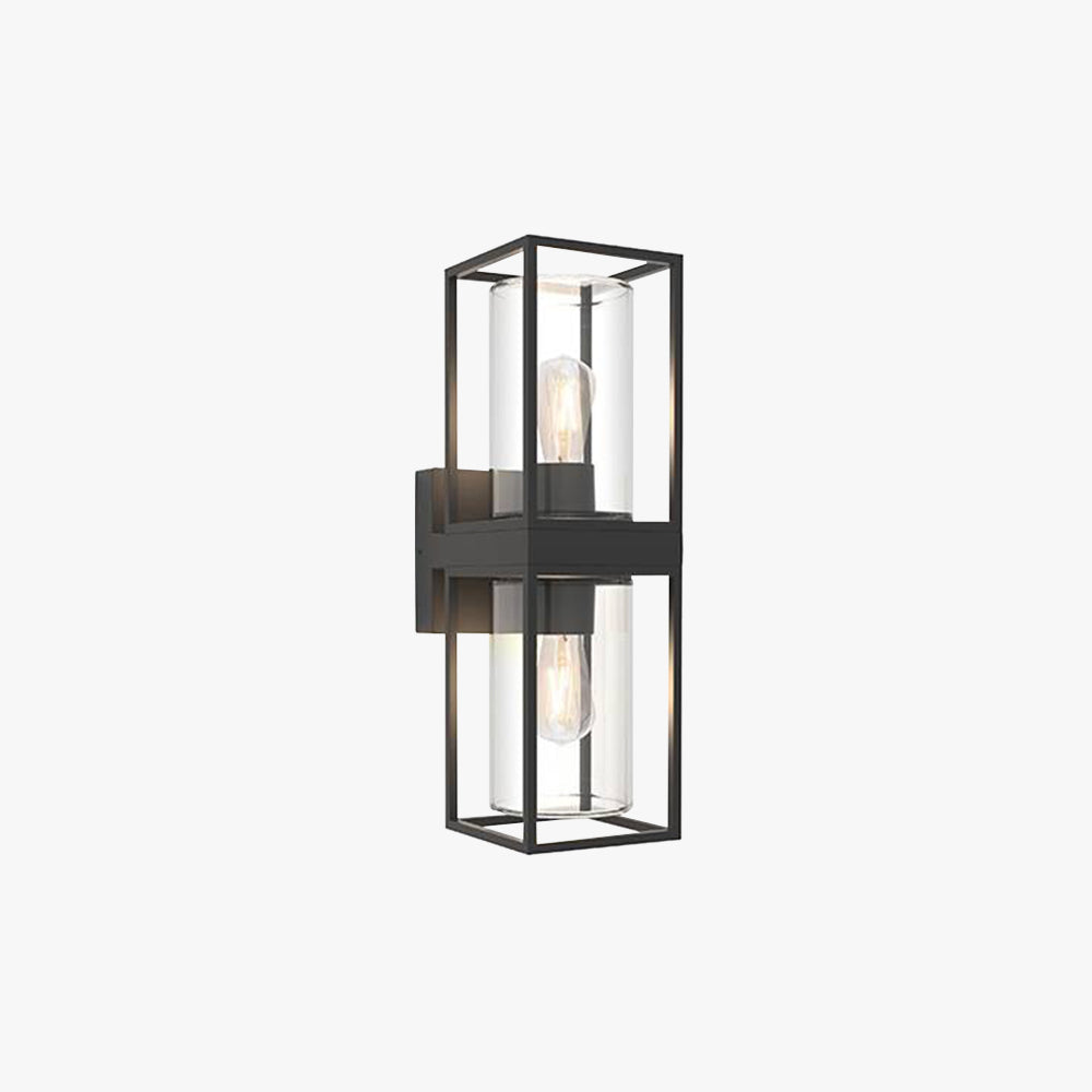 Ray Modern Rectangular Metal Outdoor Wall Lamp, Black - Lamp Copper