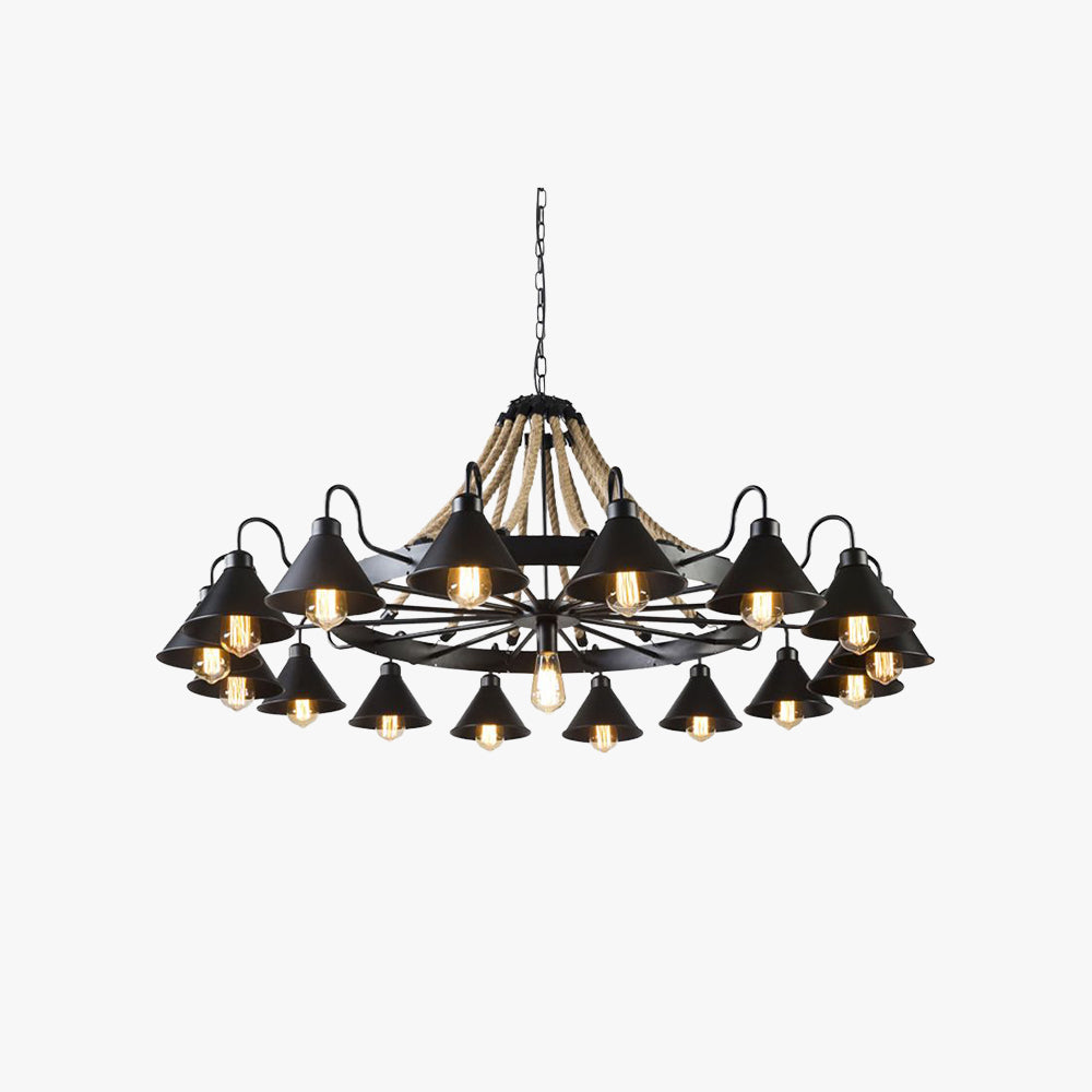 Epoch Vintage Industrial Rope Chandelier Living Room - Lamp Copper