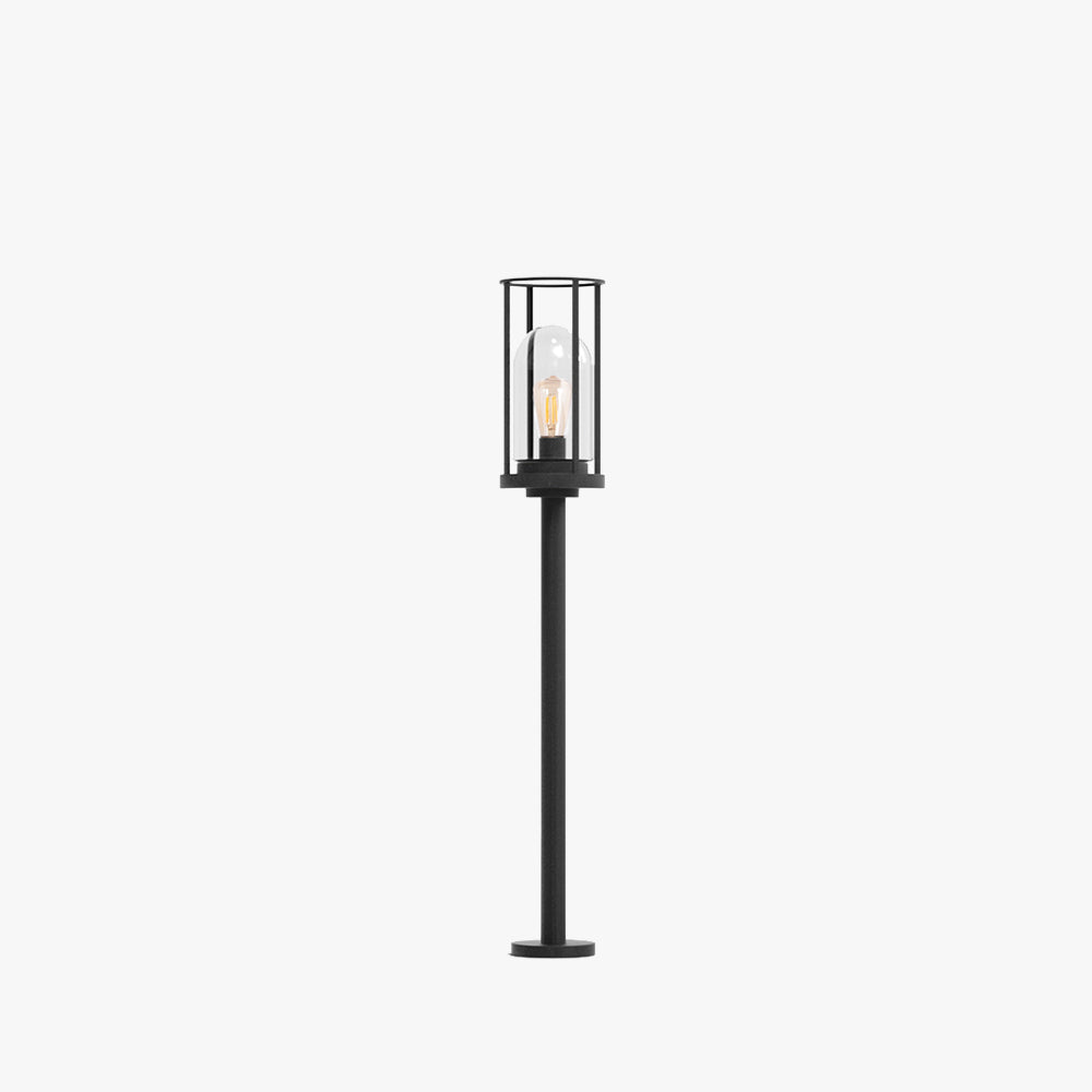 Ray Metal Cylindrical Lantern Shaped Solar Outdoor Path Light, Black - Lamp Copper