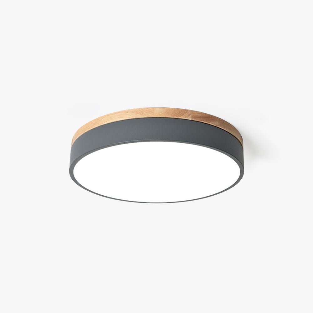 Aria Nordic LED Round Flush Mount Ceiling Light Wood Color - Lamp Copper