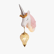 Arisha Modern Unicorn/Strawberry Art Wall Lamp, Pink/Blue - Lamp Copper