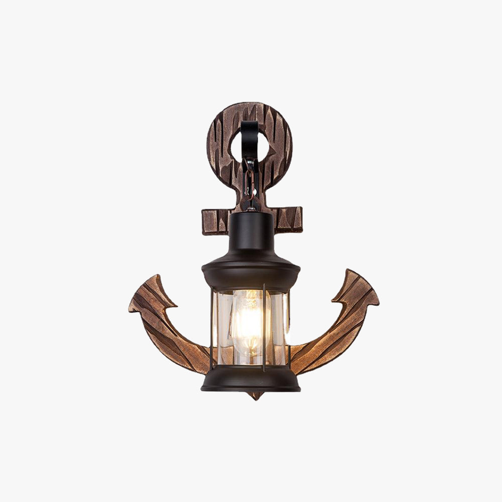 Epoch Anchor Lantern Wall Lamp, Vintage/Antique, Wood, Bedroom - Lamp Copper