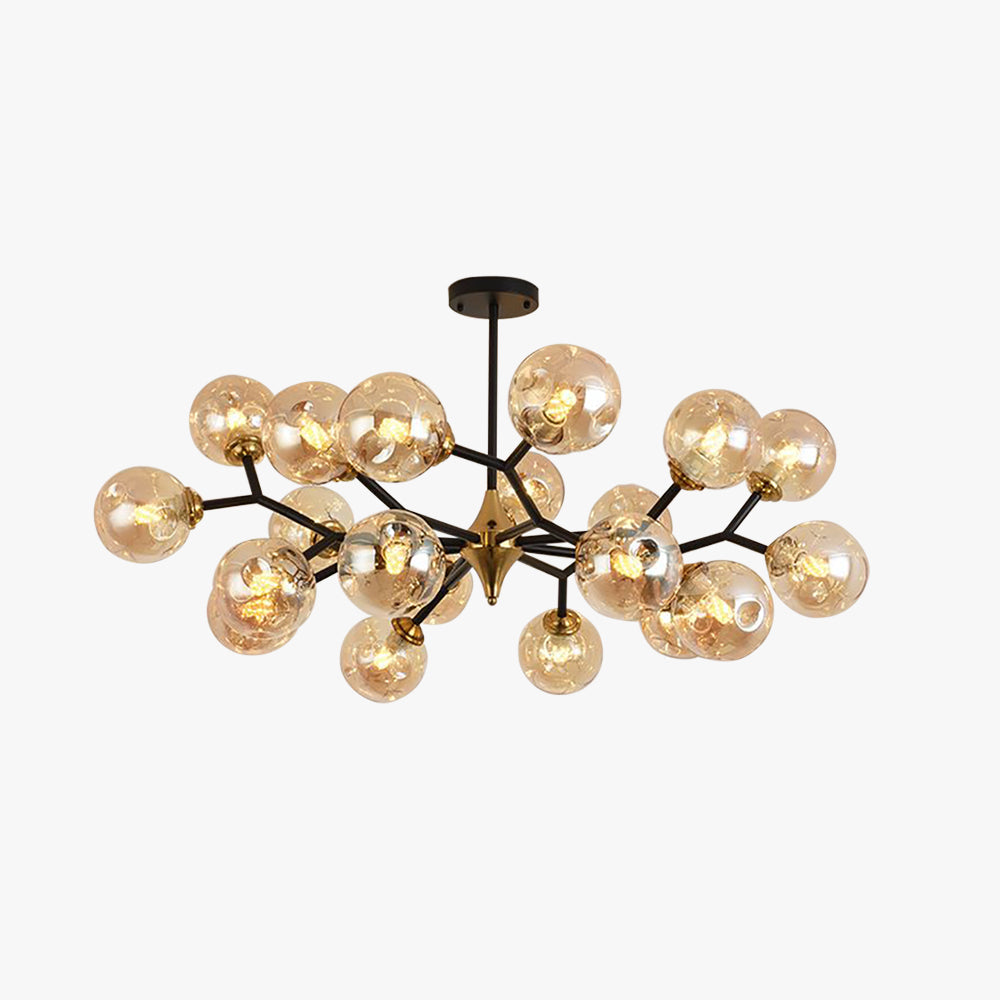 Valentina Art Deco Glass Bubble Chandelier, Amber - Lamp Copper