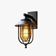Ray Vintage Lantern Shaped Metal Outdoor Wall Lamp, Black - Lamp Copper