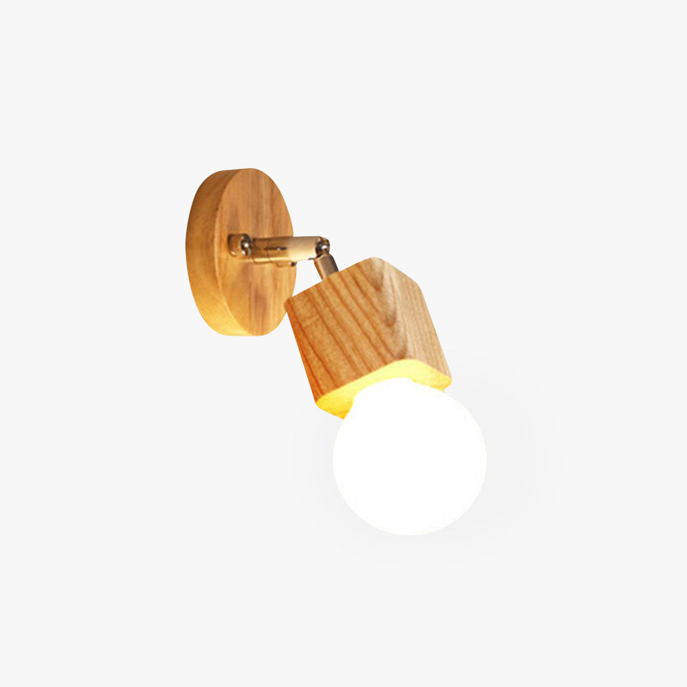 Muto Modern Square Globe Metal/Wood Wall Lamp, Vanity Light - Lamp Copper
