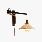 Muto Vintage Dome Ceramic/Wood Wall Lamp, Walnut/Wood/Clear - Lamp Copper