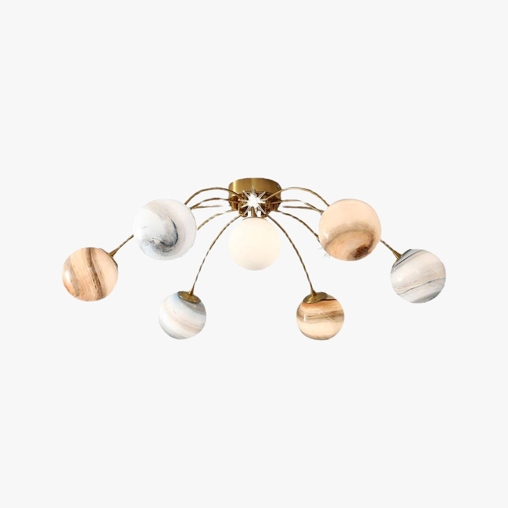 Aria Modern Planet Flush Mount Ceiling Light, Living Room - Lamp Copper