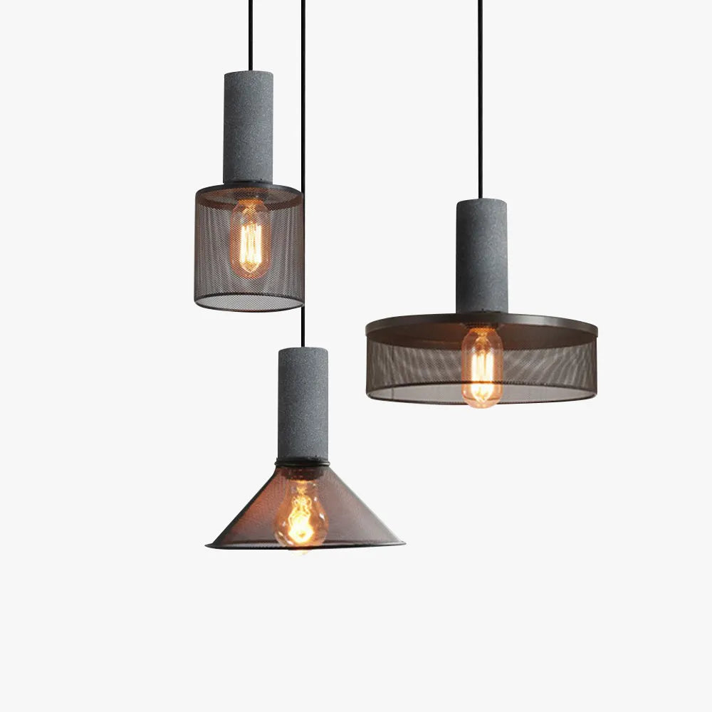 Xenith Industrial Cylindrical Pendant Light, Cement/Metal - Lamp Copper