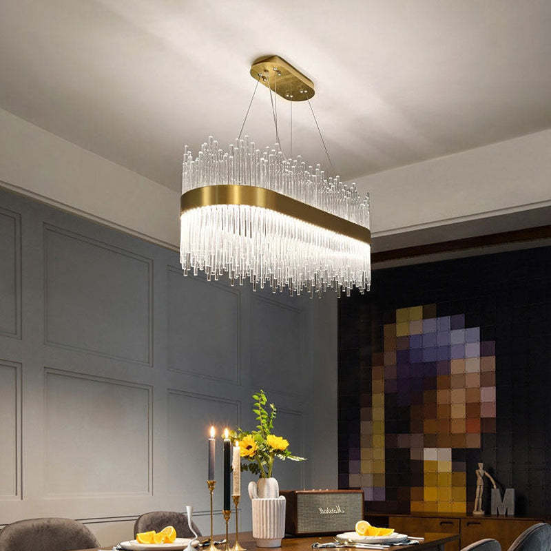 Kristy Modern Round/Rectangular Chain Chandelier, Gold - Lamp Copper