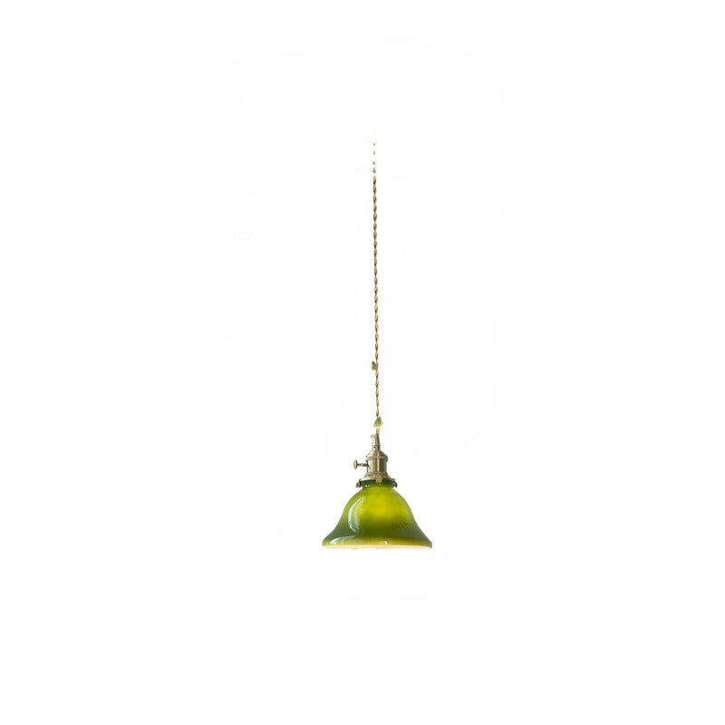 Valentina Rustic Vintage LED Pendant Light Green Copper Glass Dining Room - Lamp Copper