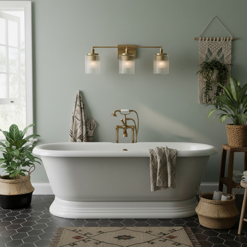Haze 3-Light Ribbed Glass Wall Sconce