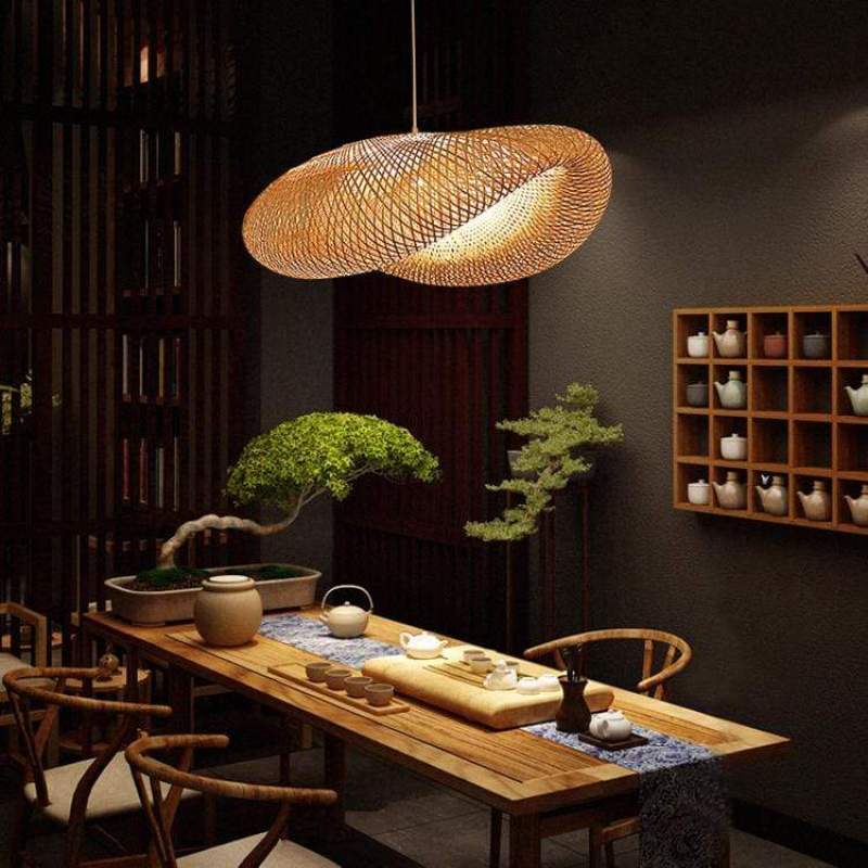 Rinwa Natural Pendant Light for Dining Room/Kitchen Island, Bamboo - Lamp Copper
