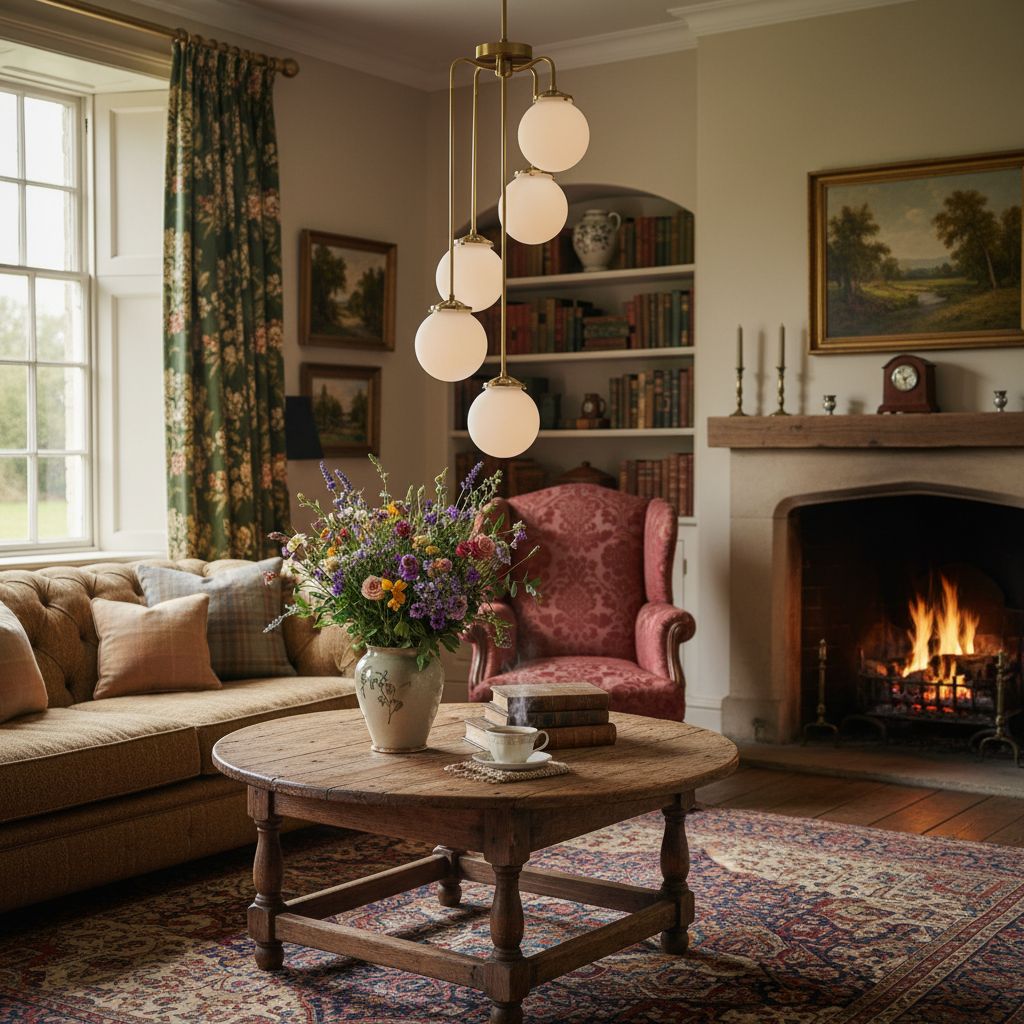 Pearl Glass Brass Chandelier