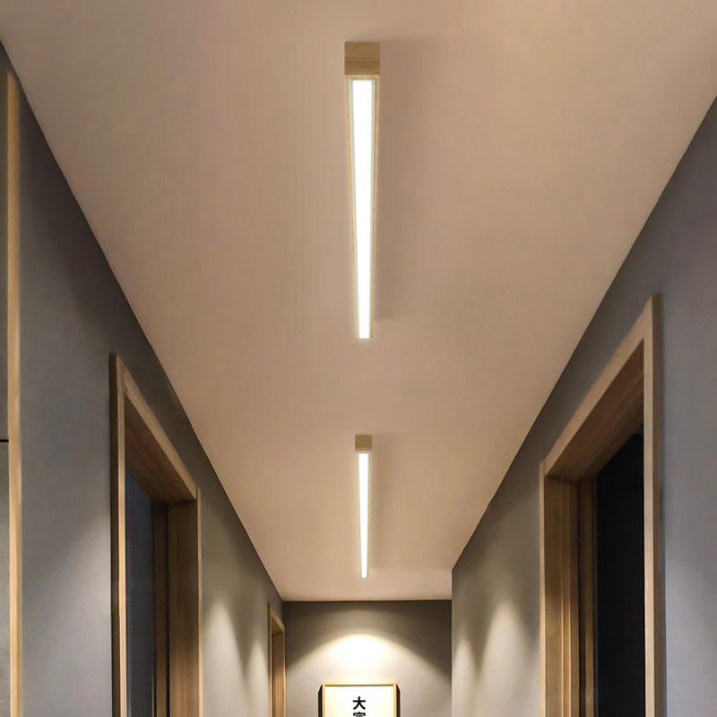 Arisha Linear Slim Ceiling Light, Wood - Lamp Copper