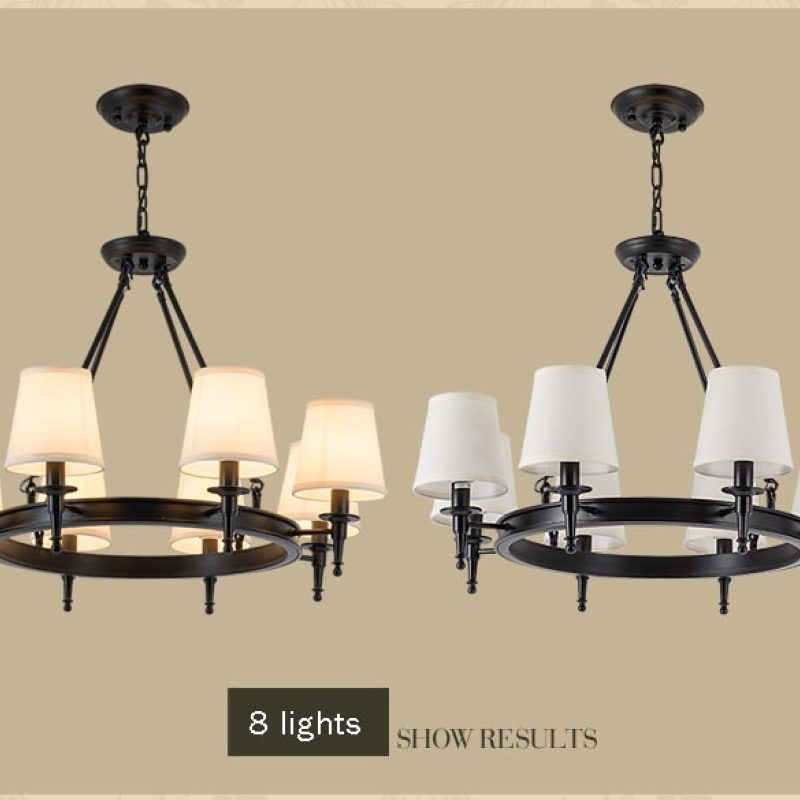 Silva vintage Ring Metal/Fabric Chandelier, Black/Copper - Lamp Copper
