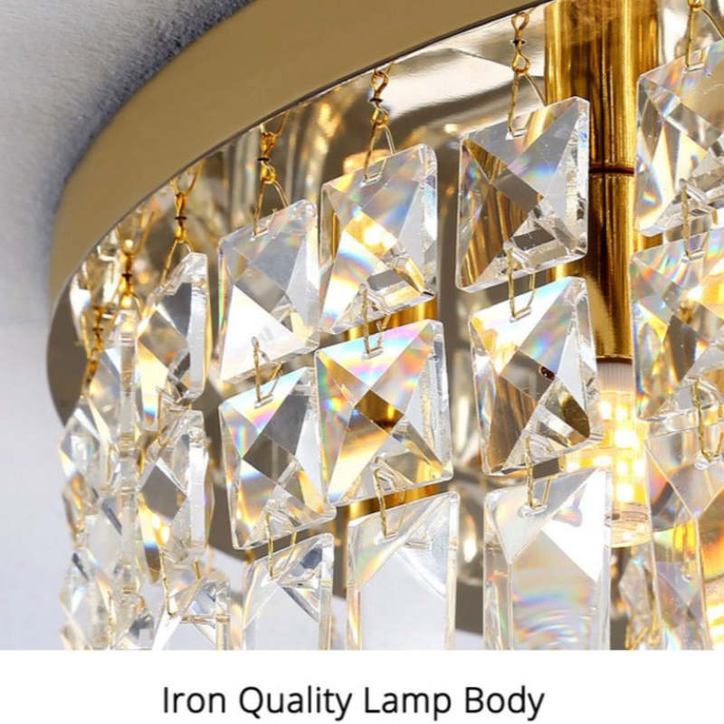 Kristy Luxury Flush Mount Metal/Crystal Ceiling Light - Lamp Copper