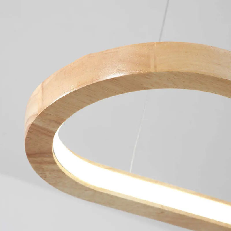 Veon Contemporary Oval Wooden Pendant Light - Lamp Copper