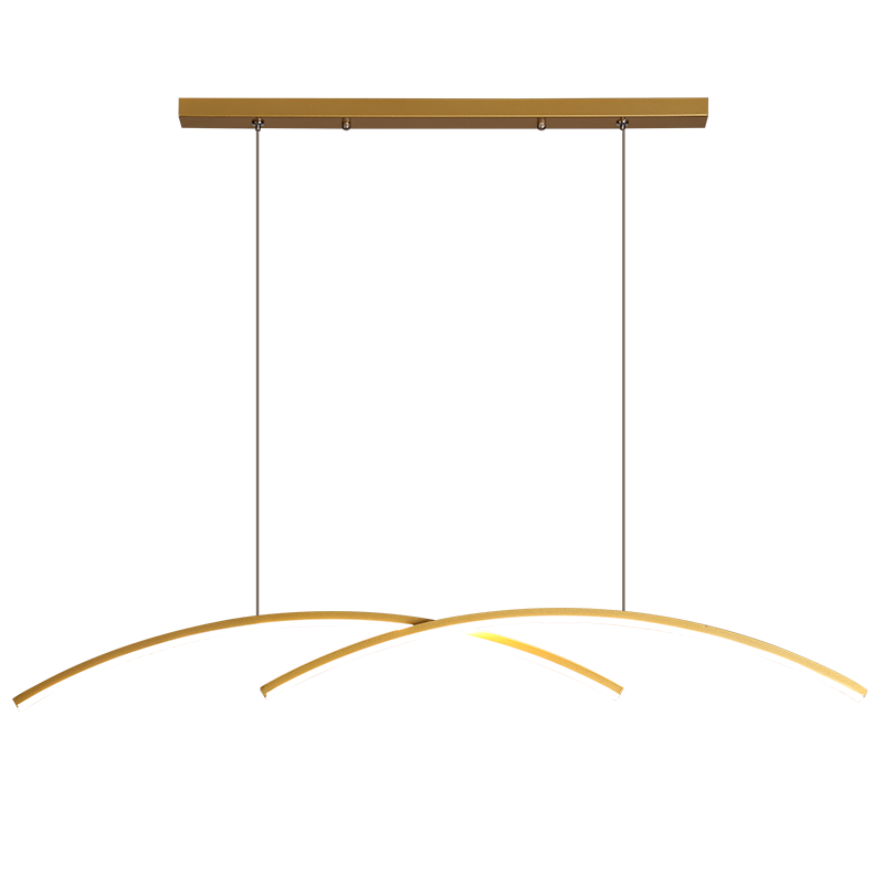 Arisha Pendant Light Linear/Double Curve Modern, Metal, Black/Gold - Lamp Copper