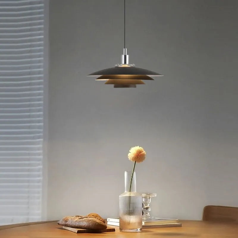 Nylo Contemporary Minimalist Frisbee Shaped Metal Pendant Light - Lamp Copper