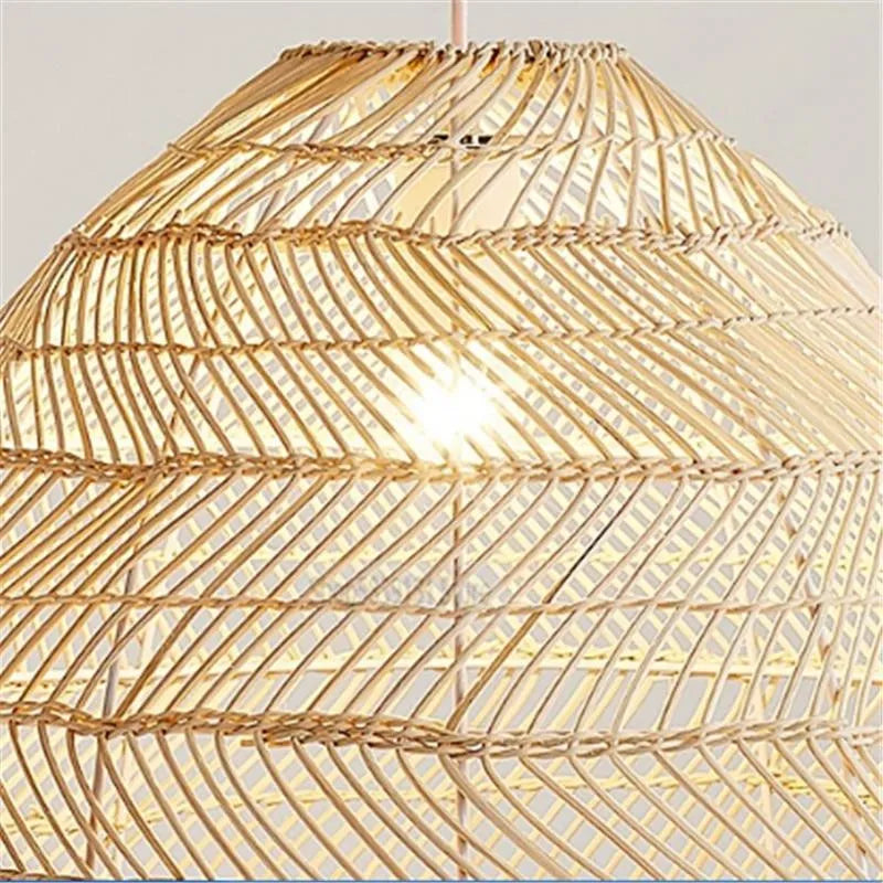 Lian Rattan Bamboo Lampshade Hand Knitted Pendant Light - Lamp Copper