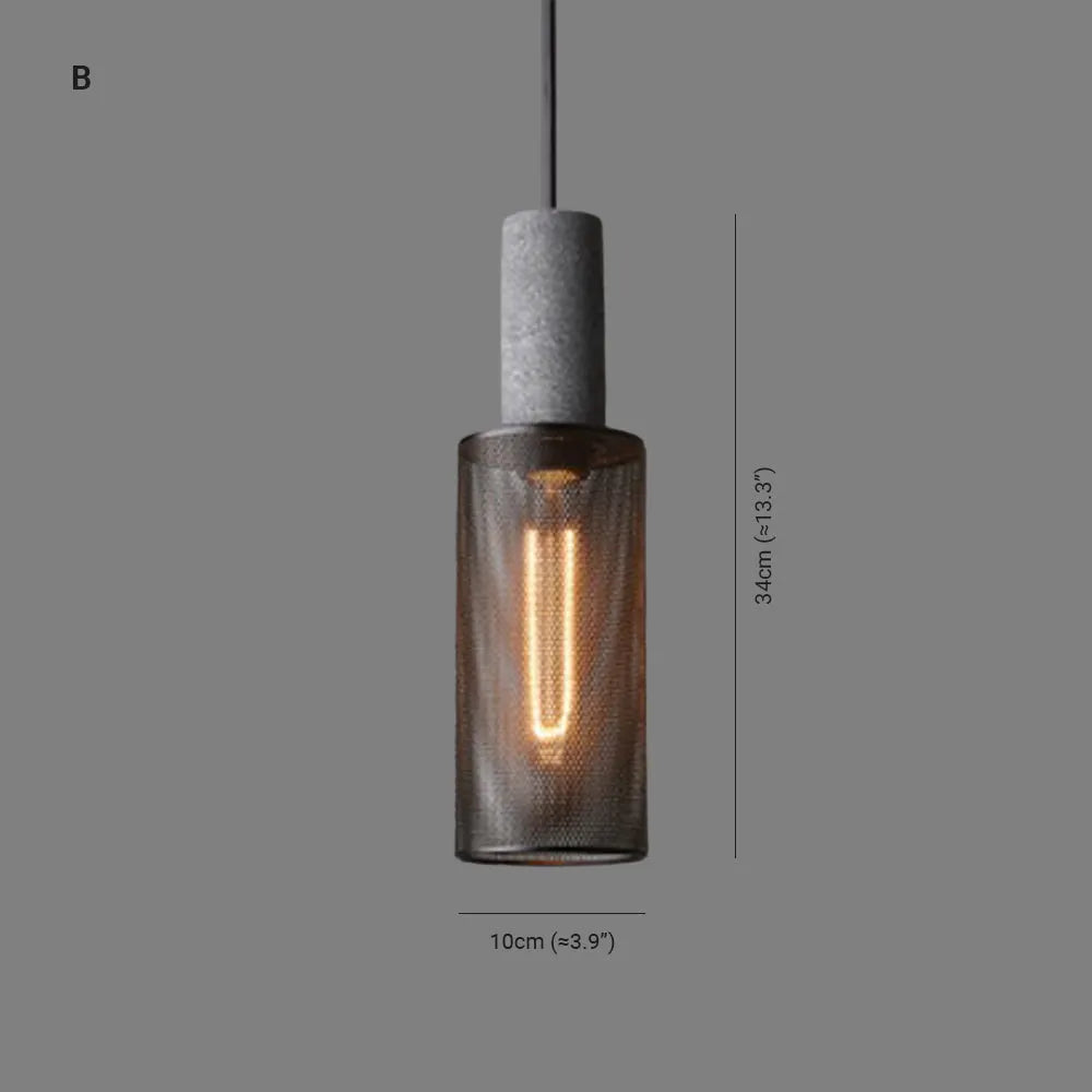 Xenith Industrial Cylindrical Pendant Light, Cement/Metal - Lamp Copper
