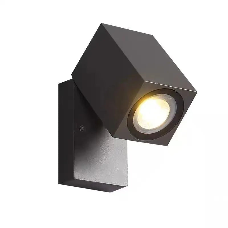 Artiq Modern Outdoor Rotatable Metal Spotlight Wall Lamp, Black - Lamp Copper