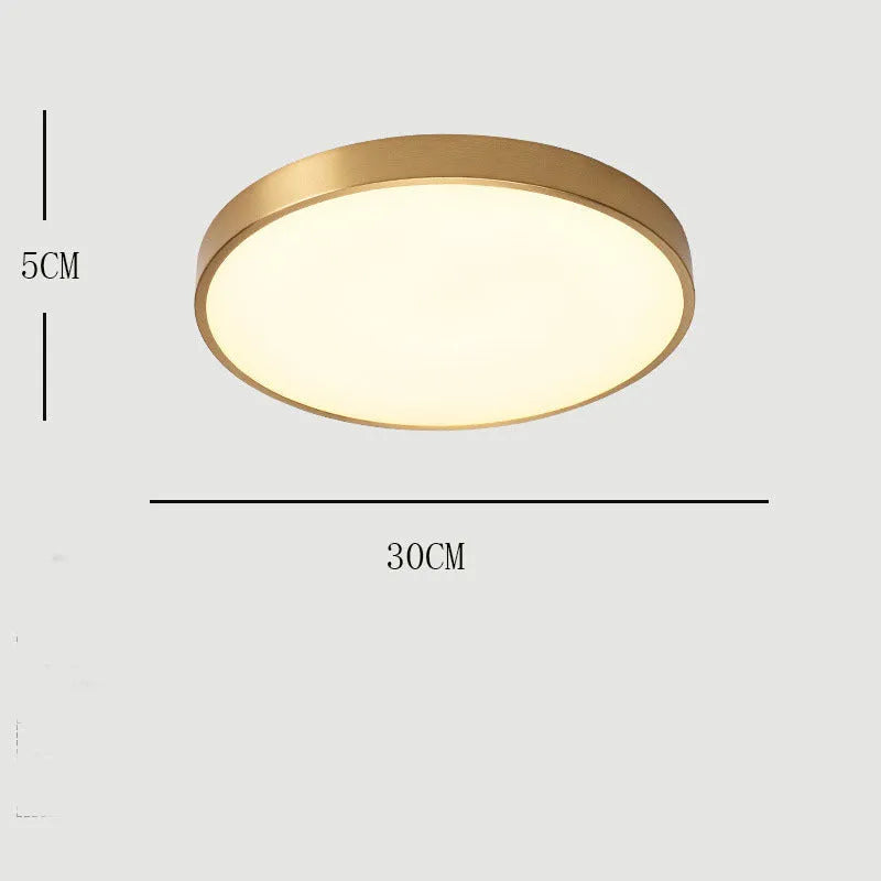 Arisha Nordic LED Gold Round Ceiling Light, Metal & Acrylic - Lamp Copper