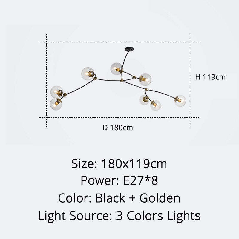 Valentina Minimalist Elegant Unique Branch Chandeliers, Living Room - Lamp Copper