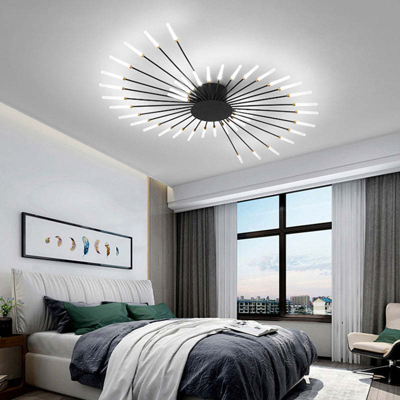 Wesley Flush-Mount Ceiling Light Fireworks, Black/Gold - Lamp Copper