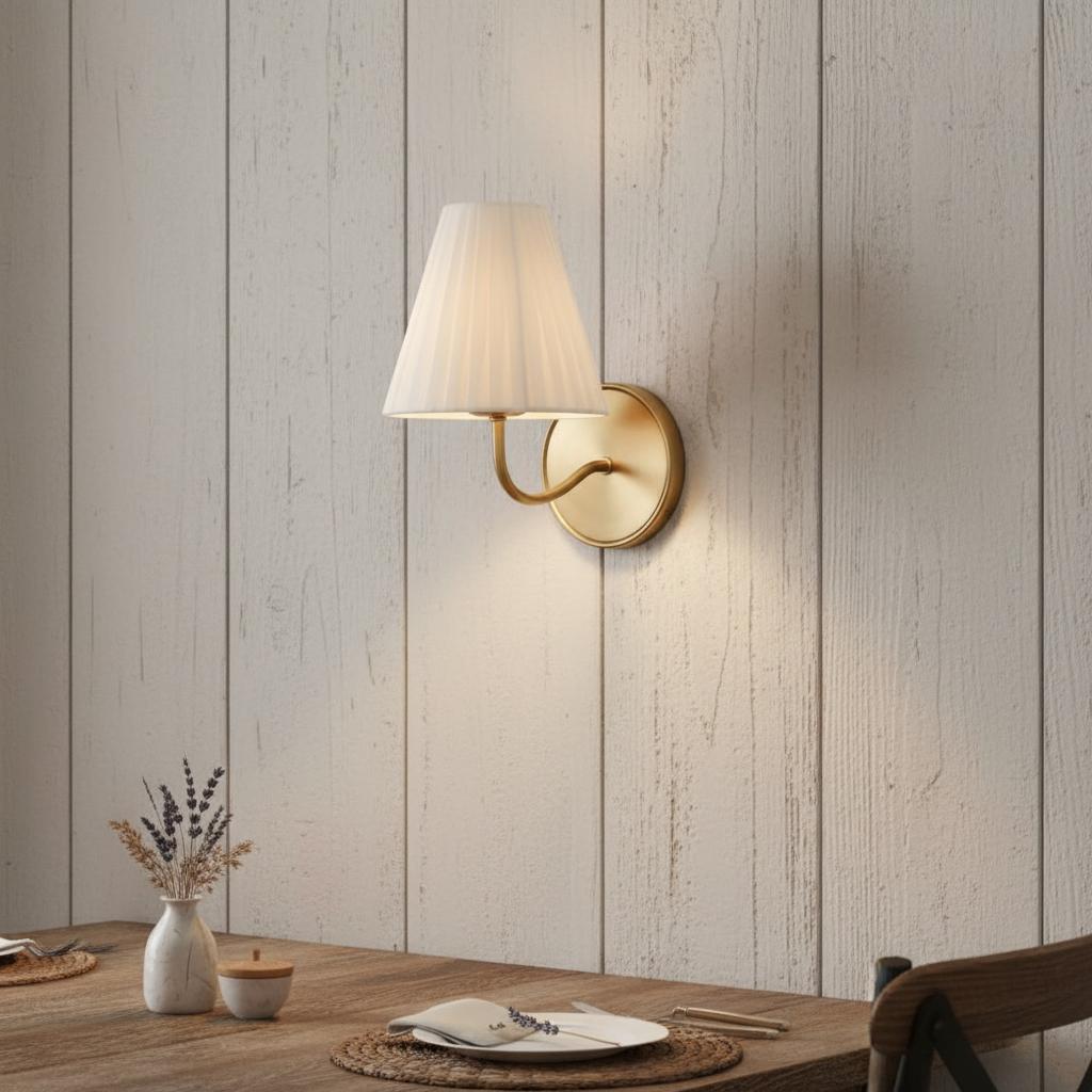 Lithe Wall Light with Linen Fabric Shade Hallway