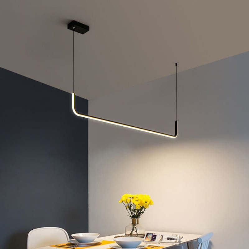 Clen Modern Linear Pendant Light Double Frame, Black/Gold - Lamp Copper