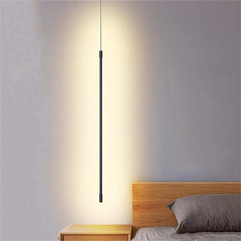 Erix Minimalist Linear Pendant Light Bedside, Black - Lamp Copper