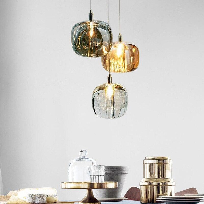 Valentina Modern Bubble Glass LED Pendant Light, Amber/Clear/Gray - Lamp Copper