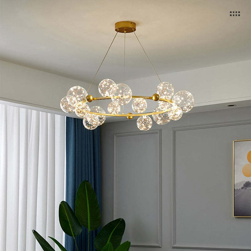 Valentina Art Deco Luminous Sphere Cluster Glass Pendant Light - Lamp Copper