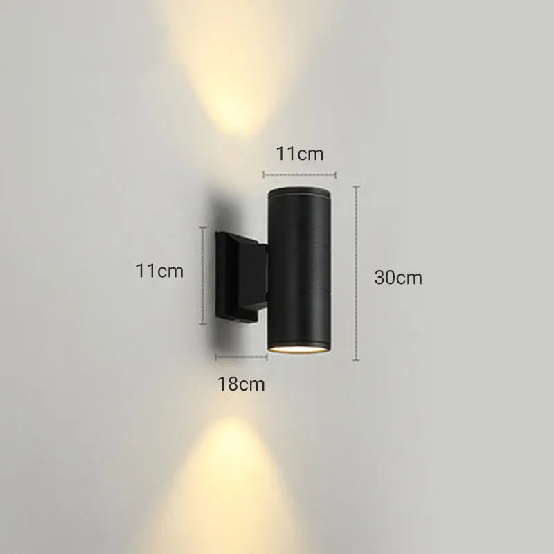 Kren Minimalist Metal Double-headed Outdoor Wall Lamp, Black - Lamp Copper