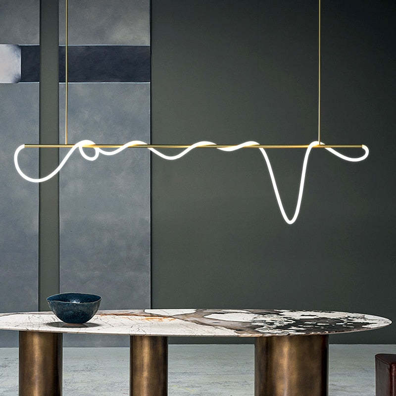 Arisha Curved & Linear Semi Flush Mount Ceiling Light, Gold - Lamp Copper