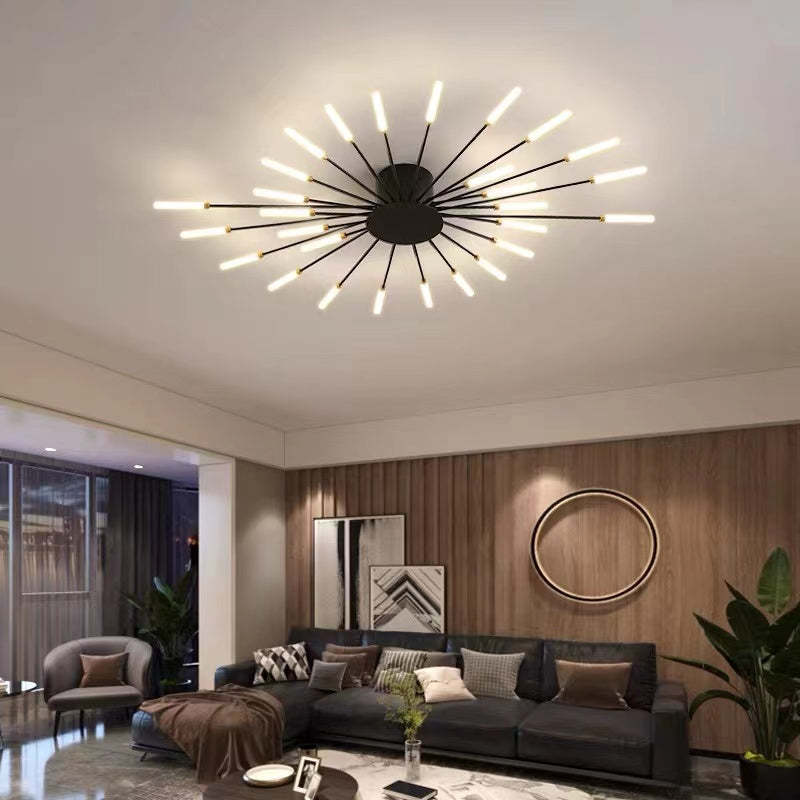 Wesley Flush-Mount Ceiling Light Fireworks, Black/Gold - Lamp Copper