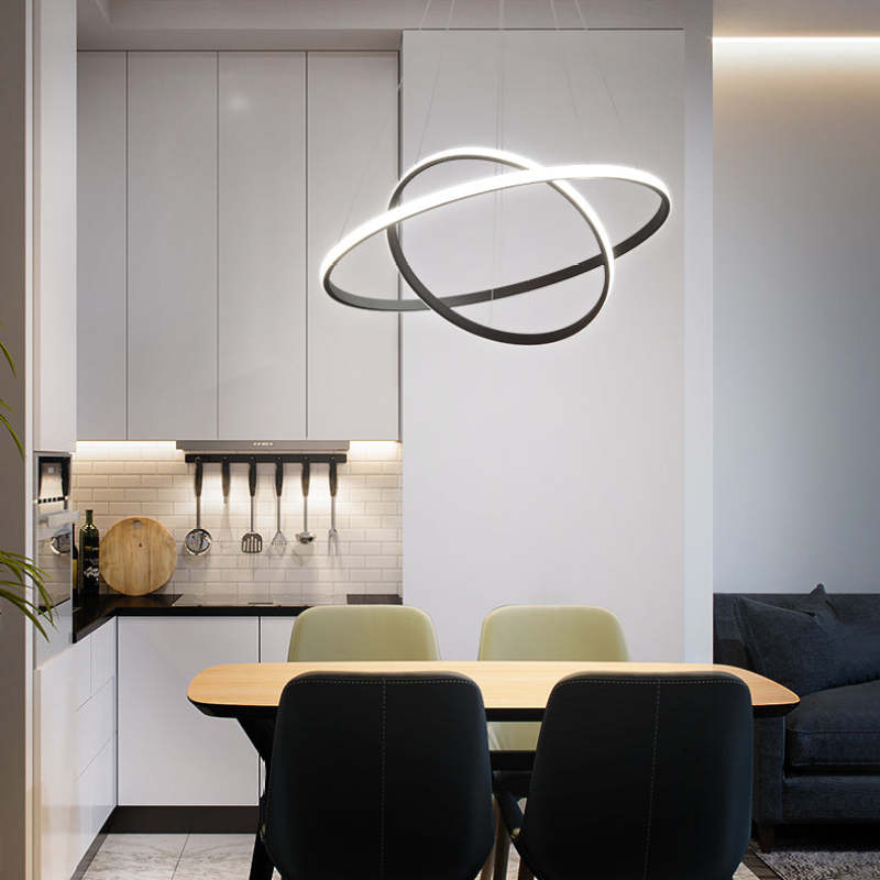 Zin Modern Ring Pendant Light, 2/3/4 Rings - Lamp Copper